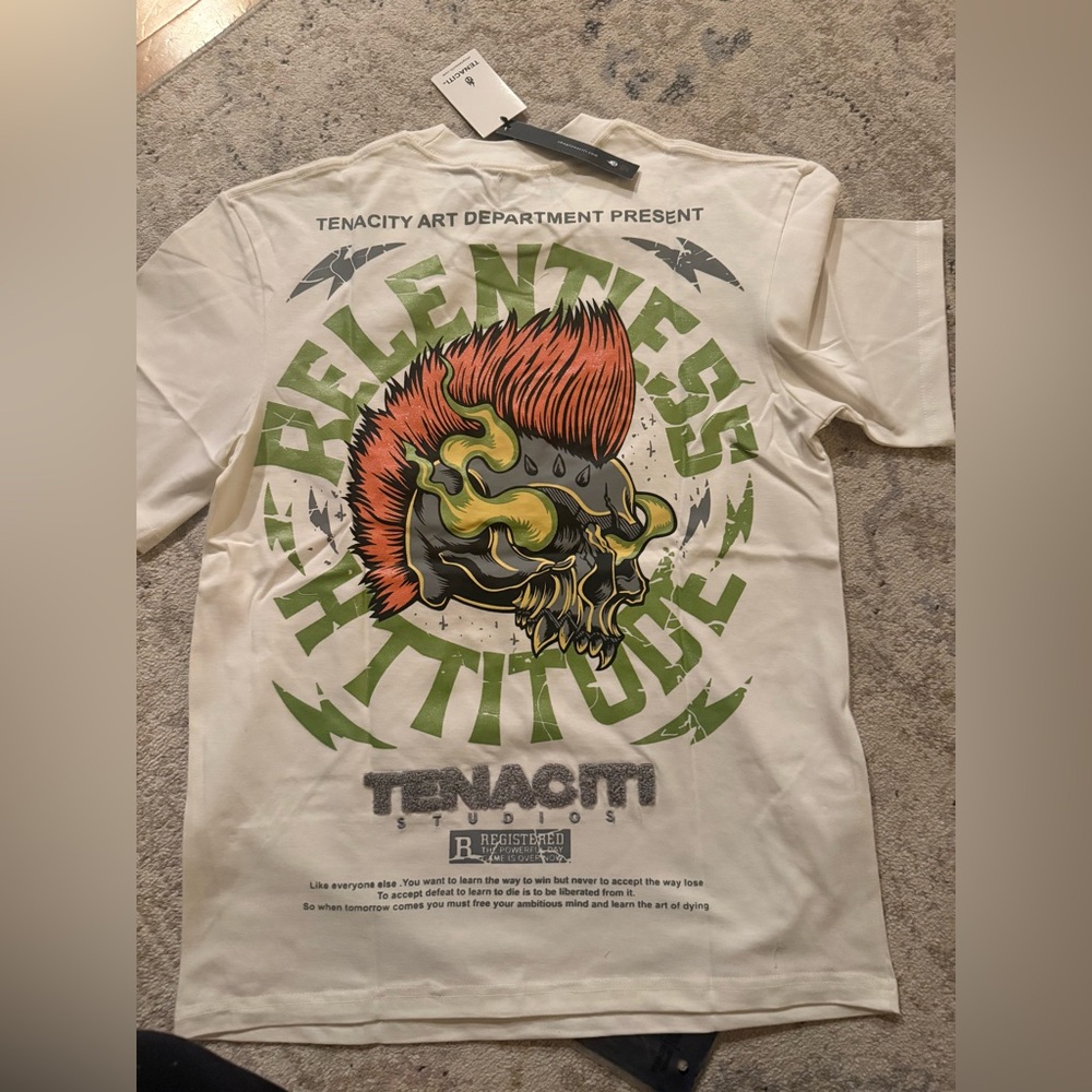 Tenacity Studios “Relentless Attitude” Graphic Tee | Size Small | NWT&Bag
